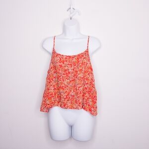O'Neill Women's Floral Tank Top Size XL Red Orange Sleeveless Shirt